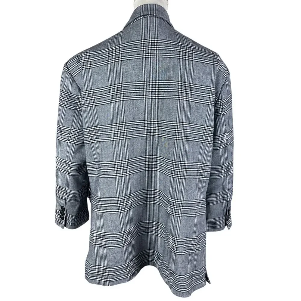Zara Man Plaid Blazer Jacket Notched Lapel Two Button Front Flap Pocket Size XS